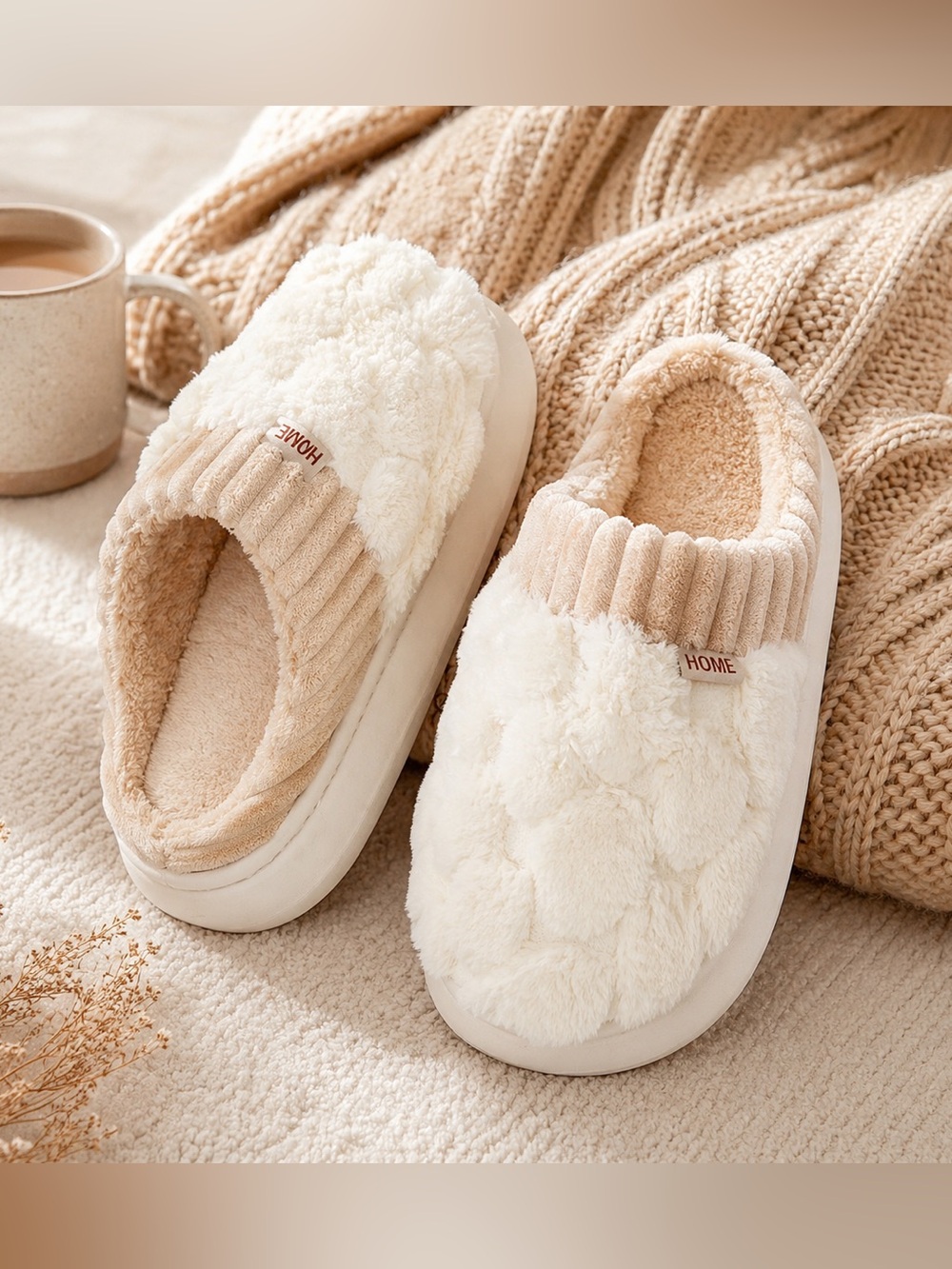Cozy Plush Sherpa Slippers Womens Soft Fleece House Shoes Comfy Winter 7.5/8